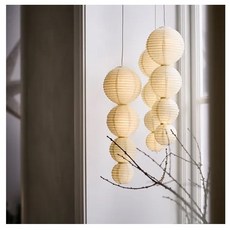 IKEA STRALA LED裝飾吊燈 球狀 電池式 氣氛燈 日式紙燈 日式吊燈, 自然色, 1件