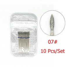 10 개/대 다이아몬드 밀링 커터 네일 드릴 비트 세트 페디큐어 매니큐어 파일 큐티클 버 네일 도구 Accessoriesa, 07, 1개