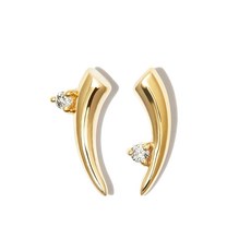 아디나레이터 14K 옐로 골드 쏜 다이아몬드 스터드 이어링