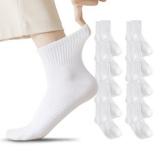 롱런해빗 밴딩 무지 중목 양말, 화이트, 10개