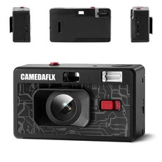 CAMEDAFLX 135SC 필름 카메라 35mm 초점 없음 재사용 가능한 필름 카메라 플래시 내장 AAA 배터리로 구동 필름 및 배터리는 포함되지 않음, 1개
