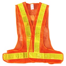 V型反光背心 輕盈透氣高感度反光條 背部透明大口袋設計 多用途防護, 橘底黃條, 1個