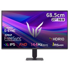 [LG전자 공식인증점]LG 27G411A 68cm(27인치) FHD IPS 144Hz(O/C) 게이밍모니터 슬림베젤, 68cm