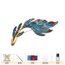 古典風格芙蓉燒藍髮簪/約13*6CM，精緻燒藍工藝髮飾，優雅髮簪, A胸針-大魚, 1個