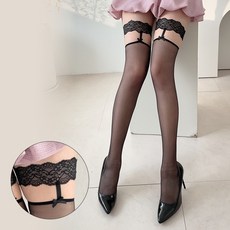 로맨틱 리본 시스루 허벅지 밴드 스타킹 1켤레
