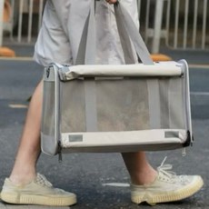 xCUBE STORE 寵物外出包 可折疊透氣設計 貓咪狗狗適用 便攜米白色 承重10公斤內, 米白色（現貨急速出貨）, 1個