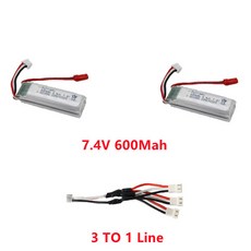 전문 브러시리스 6 축 자이로스코프 6G/3D LED 서치라이트 RC 리모컨 비행기 예비 부품 7.4V 600Mah 배터리, 01 2 Battery