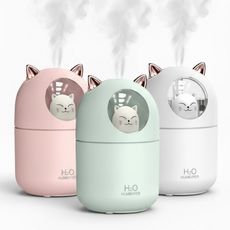 휴이즈 고양이 미니 가습기 필터5개포함, 민트, 300ml