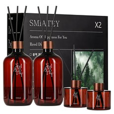 스미어티 디퓨저 대용량 실내 방향제 리필액 선물 세트 집 화장실 방향제 500ml, 숲속새벽공기, 2개