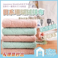 【台灣公司現貨】日本熱銷珊瑚絨抹布，強力吸水不掉毛，廚房清潔好幫手, 1個, 【升級加厚】長方15*25cm