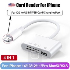 iOS SD TF 메모리 카드 리더기 아이폰 호환 아이패드 샤오미 삼성 Huawei 애플제품 충전 포트가있는 in USB OTG 어댑터, 1개, 4 IN 1 For iOS, 4) 4 IN 1 For iOS