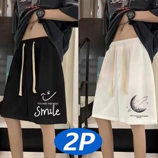2p 남성 여름 빅사이즈 얇은 반바지 오버핏 통기성 밴딩 데일리 캐주얼 팬츠