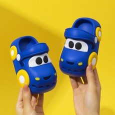 洞洞鞋夏季寶寶2防滑男女童小孩包頭汽車拖鞋, 1個, 8168小車洞洞鞋-深藍色