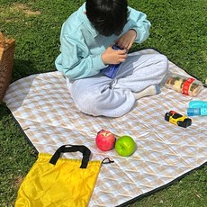 솜솜라이크 푹신한 1인용 돗자리 미니 방수 피크닉 매트, 베이지