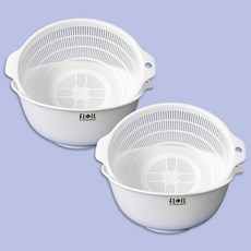 일본 나카야 이중채반 M 1.5L (K584) 채반 볼 한세트 믹싱볼, 화이트, 2개