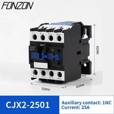 CJX2 전자기 AC 접촉기 3 상 레일 장착 모터 컨트롤러 또는 NO24V 36V 110V 9A-32A, 04 CJX2-2501, 04 36V, 1개