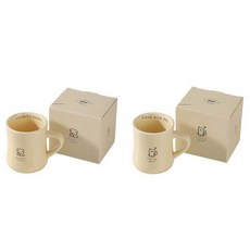 가와시마야 큐트 일러스트 세라믹 머그컵 380ml B-707, 2개, 퍼피, 캣