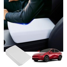 아마존평점4.5+ 미국출고 132714 PM Auto 센터 암레스트 콘솔 커버 2017-2023 테슬라 모델 3 및 2020-2024 Y 액세서리와 호환 가능 하이랜드/주니퍼, White Matte ABS