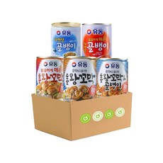 Yoodong 5款罐頭組 野生海螺+清肉蛤蜊+五香蛤蜊+麻辣五香蛤蜊+香辣蛤蜊, 1組, 280g