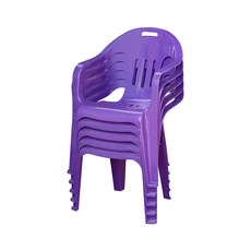 공룡플라스틱 웰빙의자 편의점 간이 야외 행사용 등받이 팔걸이 5개, 웰빙의자 보라색