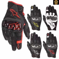 A星機車騎行手套 碳纖維 防摔網眼透氣可觸屏手套 馭風機車, 黑紅,L