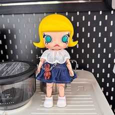 팝마트 몰리 지거 인형옷 인형 의류 피규어 20~22cm크기 BJD 인형 의상, 흰색 라운드넥 4피스 세트(상의+치마+토끼펜던트+신발)