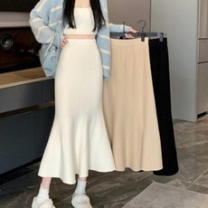 스커트 롱치마 밴딩 플레어 니트 편안한 머메이드