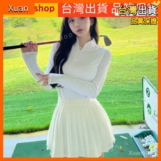 高爾夫女長袖修身防皺耐磨百褶裙 - 時尚運動休閒球服
