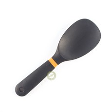 DFMEI 現貨長柄硅膠湯勺漏鏟飯勺硅膠鍋鏟硅膠廚具套裝烹飪不粘鍋鍋鏟, 1個, 如圖, 橙色圈-飯勺