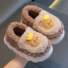 無品牌 新款冬季兒童棉鞋男女童親子可愛卡通包跟防滑室內外寶寶居家拖鞋
