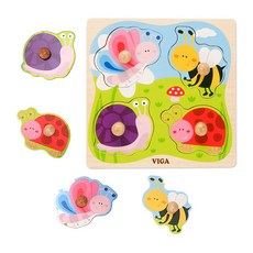 베베 원목 꼭지 퍼즐 곤충 아기 유아 놀이 장난감 비가(VIGA)
