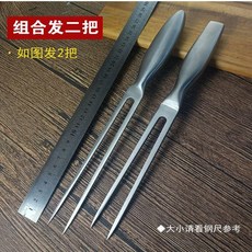 臺灣出貨 不鏽鋼煮叉 家用大號叉子 燒烤切烤羊叉 撈叉 304不鏽鋼 水果叉 茶叉 甜點叉 蛋糕叉 小叉子 餐具, 組合髮二把-, 1個