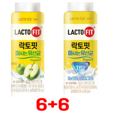 종근당 락토핏 마시는 유산균 사과맛 130ml + 저당맛 130ml, 6세트