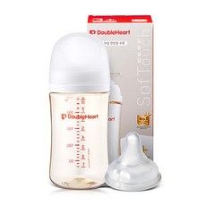 더블하트 모유실감 3세대 제뉴인화이트 240ml 싱글팩(젖병+젖꼭지 M), 1세트, 제뉴인화이트 젖꼭지(M)