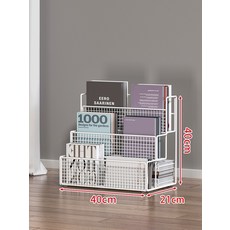학습트롤리 이동식 북웨건 북카트-중간4 층 스탠딩책꽂이 철제, 1개, P. 화이트 3단 중형 바닥형