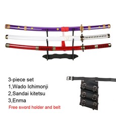 목검 수련용 코스프레 Roronoa Zoro Katana 104cm/41in 캐릭터 검Sowrd 홀더 및 벨트 포함 TrafaLG 호환ar Law Red Sandai kitet, 01 CHINA, 옵션10) 3-pcs g01, 1개