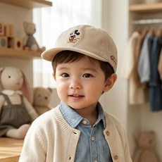 주누하우스 키즈 국산 디즈니 미키마우스 얌체 모자 볼캡 유아 아기 돌 야구 사계절