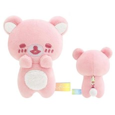 컬러풀 리락쿠마 인형 미니 키링 말차 8cm, 핑크, QR