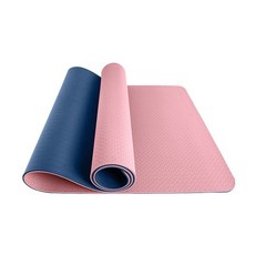 TPE瑜伽墊減震防滑舞蹈墊雙色隔音女生專用家用加厚加寬墊子柔軟, 1個, 雙色皮粉+深藍