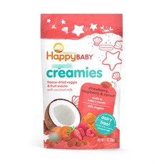 해피베이비 해피 크리미스 수퍼푸드, 1개, 딸기,라즈베리&코코넛, 28g