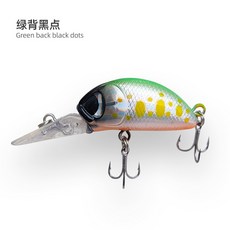 LUREER 浮水小胖子 路亞 4克 長舌板, 綠背金點, 1個
