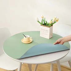 모노플리 방수 원형 투톤 테이블 매트, 민트블루, 60cm, 1개