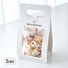 원형용기 & 캐리어 1구 세트 쿠키통 소분통 구디백, 5세트, 화이트