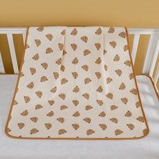 嬰兒純棉紗布隔尿墊薄款防水大號透氣可洗防漏牀墊月經姨媽墊夏季, 1個, 純棉紗布【小熊頭】