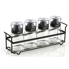 시노글라스 스마트 양념병 160ml 5P 세트 거치대포함, 1세트, 블랙