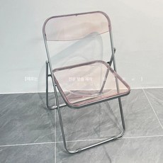 인더스트리얼 커피숍 투명 접이식 의자 세트 스테인리스 테이블, 기본구성, 1개, 보강 접이식 의자 핑크