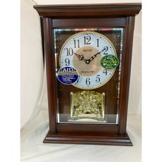 RHYTHM 麗聲 CLOCK 音樂報時原木古典歐式阿拉柏數字刻劃水晶旋轉座鐘 CRH266UR06