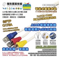 AiAR 電子隱形化跳線，智慧電網電力供應 PoE S/FTP CAT6A 網路線, 1個