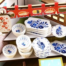 미니어처 블루 플라워 화이트 그릇 접시 장식 데코 10개입, 블루 플라워 원형 그릇  A-00-188, 10개