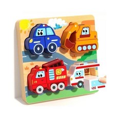 交通工具立體拼圖 兒童早教益智玩具, 1個, 3片